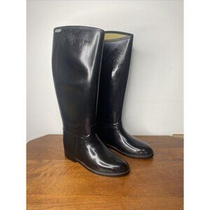 New Aigle Equestrian Style Rain Boots Black Rubber Women 38 7.5 Wide Calf France